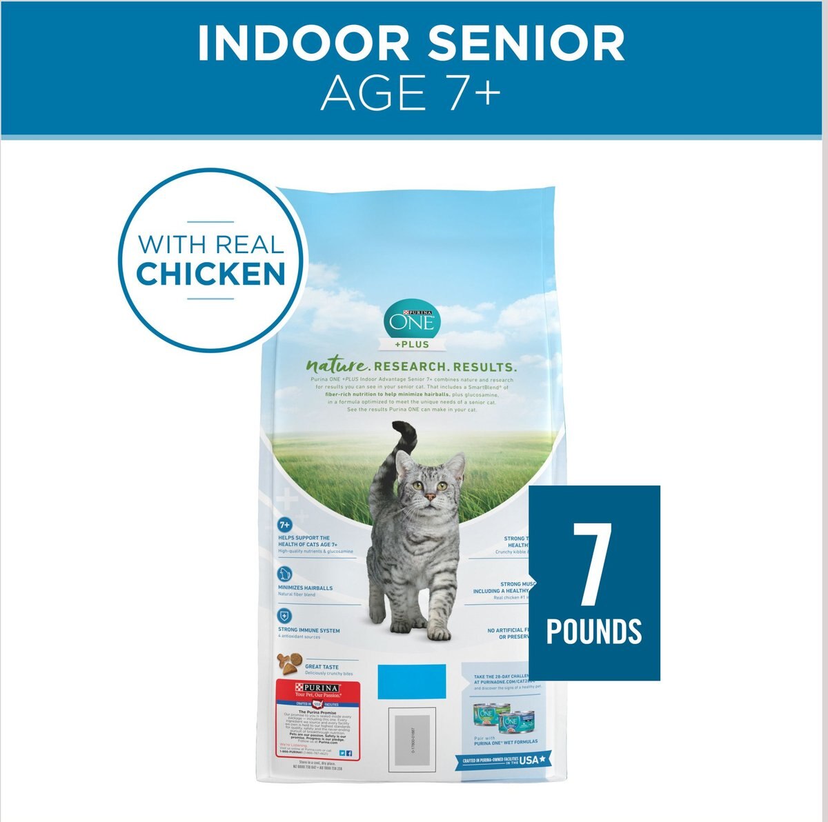 Purina ONE Indoor Advantage Senior 7+ High Protein Natural Dry Cat Food