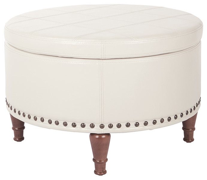 oway Faux Leather Storage Ottoman With Antique Bronze Nailheads   Traditional   Footstools And Ottomans   by Office Star Products  Houzz