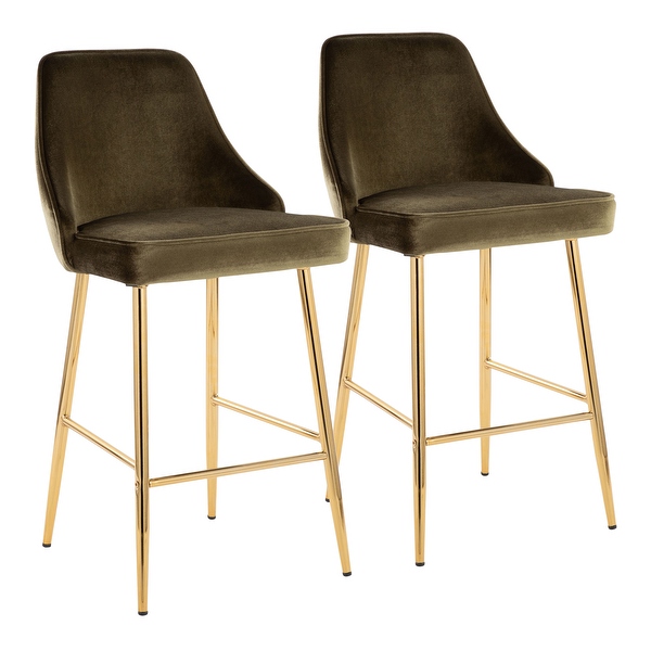 LumiSource Marcel Glam Velvet Gold Metal Counter Stools (Set of 2)