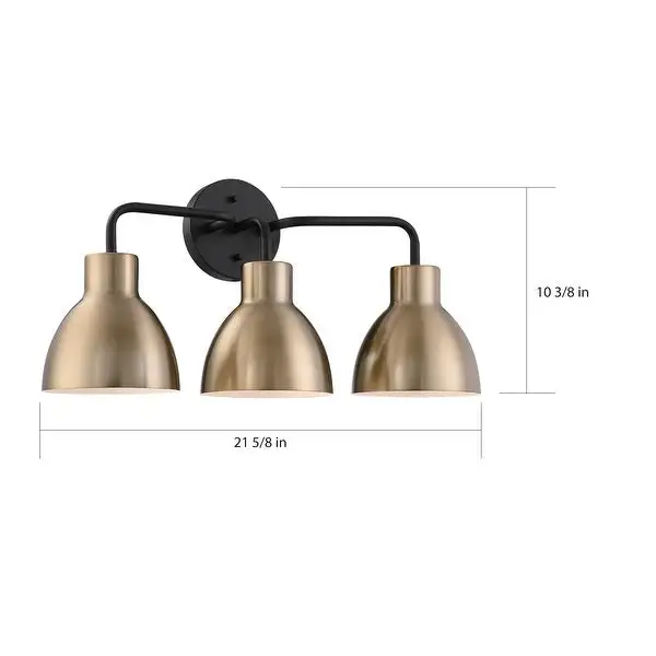 Sloan 3 Light Vanity Matte Black and Burnished Brass Finish