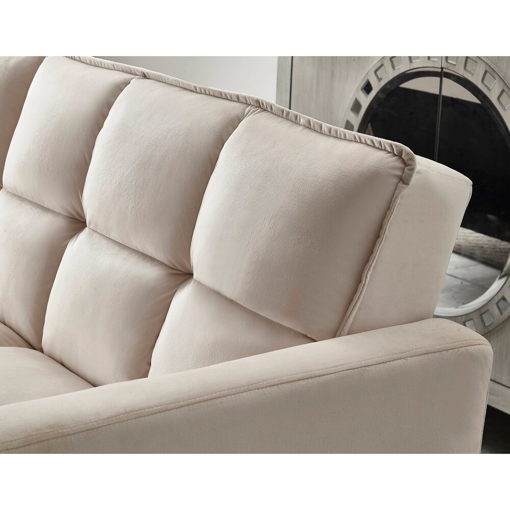 Comfortable Velvet Multi position Sleeper Sofa Bed