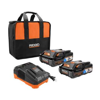 RIDGID 18V OCTANE Bluetooth 3.0 Ah Batteries (2-Pack) and Charger Kit with Tool Bag AC806