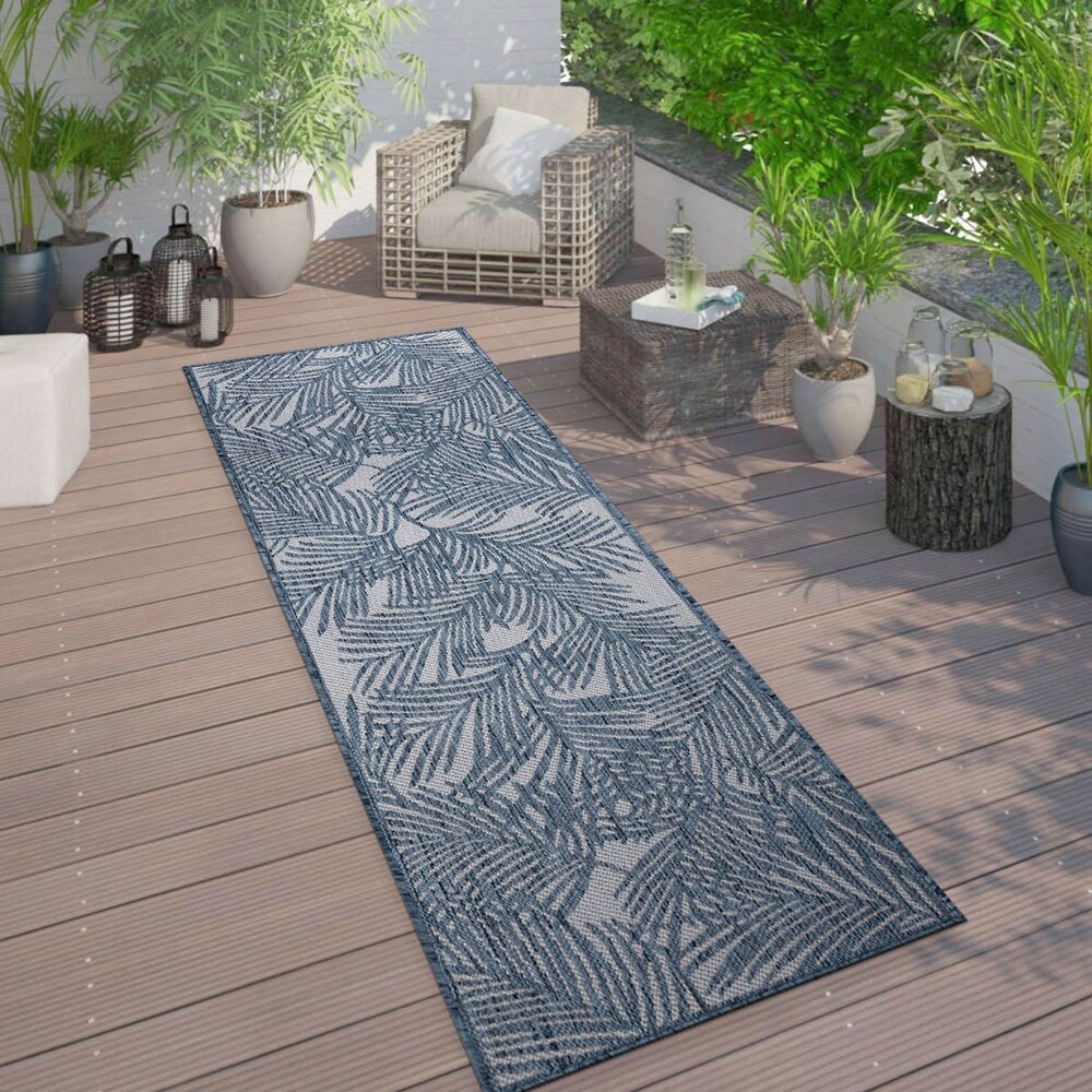 World Rug Gallery Contemporary Palm Leaf Textured Flat Weave Indoor/Outdoor Area Rug