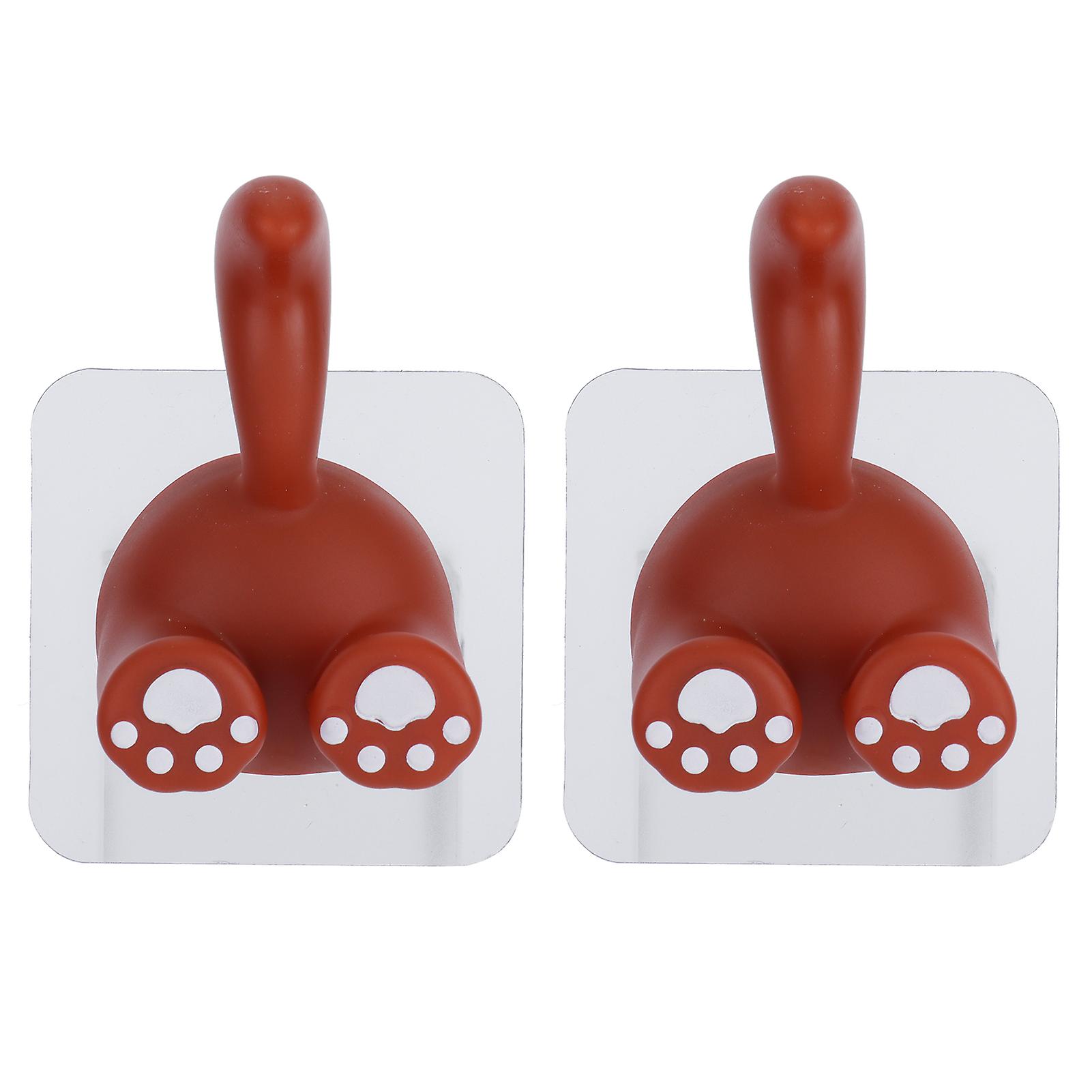 2 Pcs Animal Tail Hook Punchfree Animal Tail Sucker Hook For Matte Glass Ceramic Tiles Marble Metal(red )