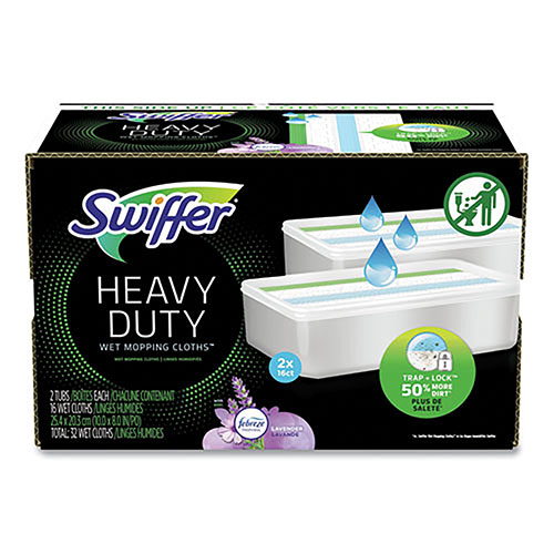 Procter and Gamble Swiffer Sweeper TRAP + LOCK Heavy Duty Wet Mop Cloth | 8 x 10， White， 32