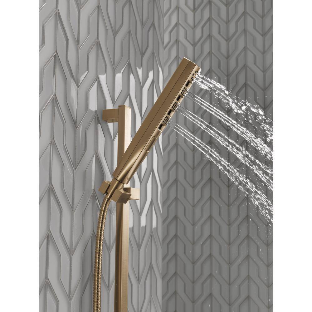 Delta 4-Spray Patterns 1.75 GPM 1.43 in. Wall Mount Handheld Shower Head with H2Okinetic in Lumicoat Champagne Bronze 51140-CZ-PR