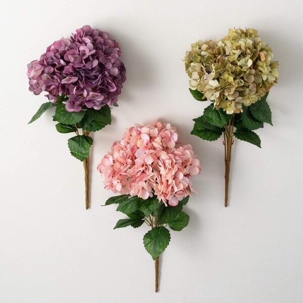 Sullivans 19 Artificial Large Bloom Hydrangea Bush Set of 3