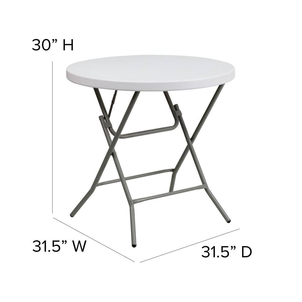 31.5 in. Granite White Plastic Tabletop Metal Frame Folding Table CGA-FLF-17479-GR-HD