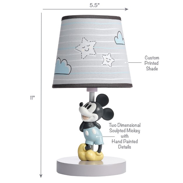 Lambs amp Ivy Disney Baby Moonlight Mickey Mouse Lamp With Shade amp Bulb Gray