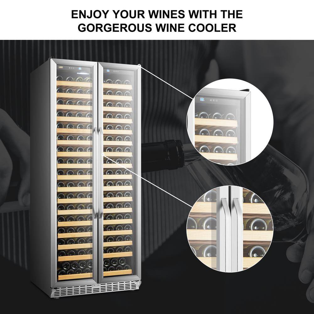 LANBO Single Zone 32 in. 289-Bottle Wine Cooler in Stainless Steel LW328SD