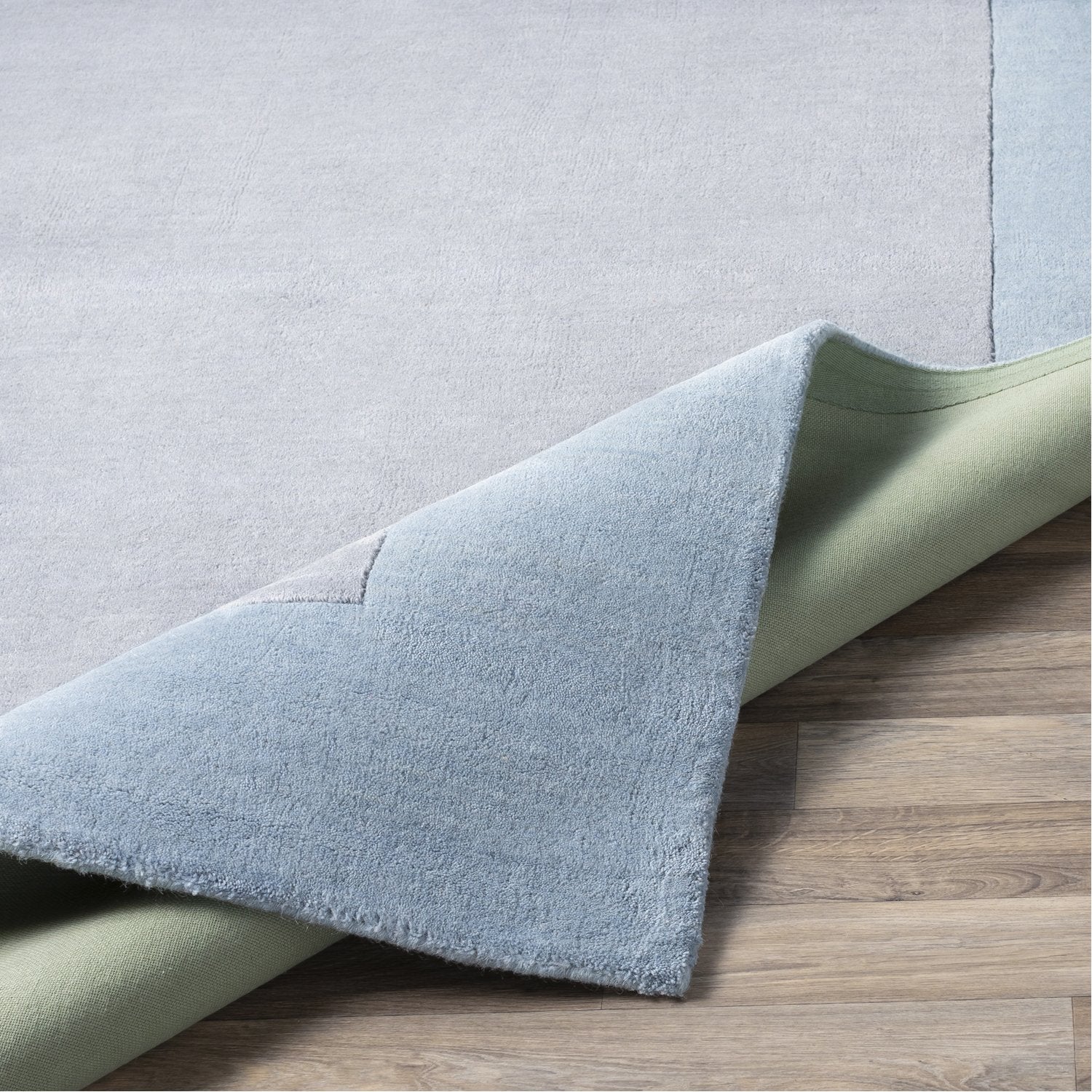 Mystique Collection Wool Area Rug in Slate Blue and Silvered Grey