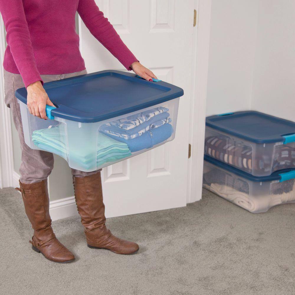 Sterilite 12 Gal. Latch and Carry Storage Tote Box Container in Clear (12-Pack) 12 x 14449606