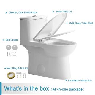 Hanikes One-Piece 1.11.6 GPF Dual Flush Elongated Toilet in White Seat Included WaterSense Toilet AR134E