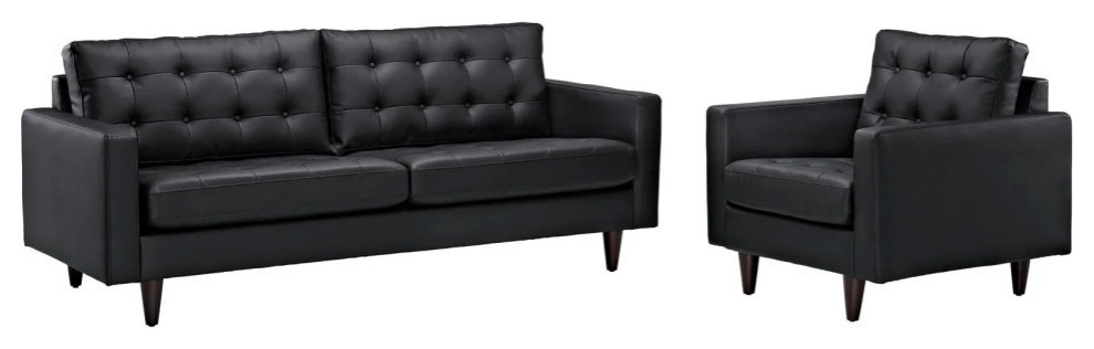 Melanie Black Sofa and Armchair Set of 2   Midcentury   Living Room Furniture Sets   by Virgil Stanis Design  Houzz