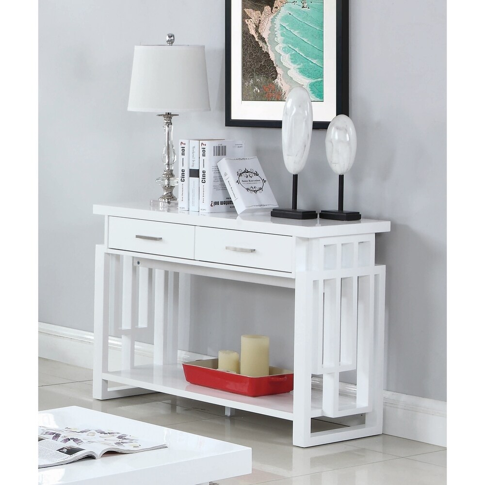 Coaster Furniture Schmitt High Glossy White Rectangular 2 drawer Sofa Table