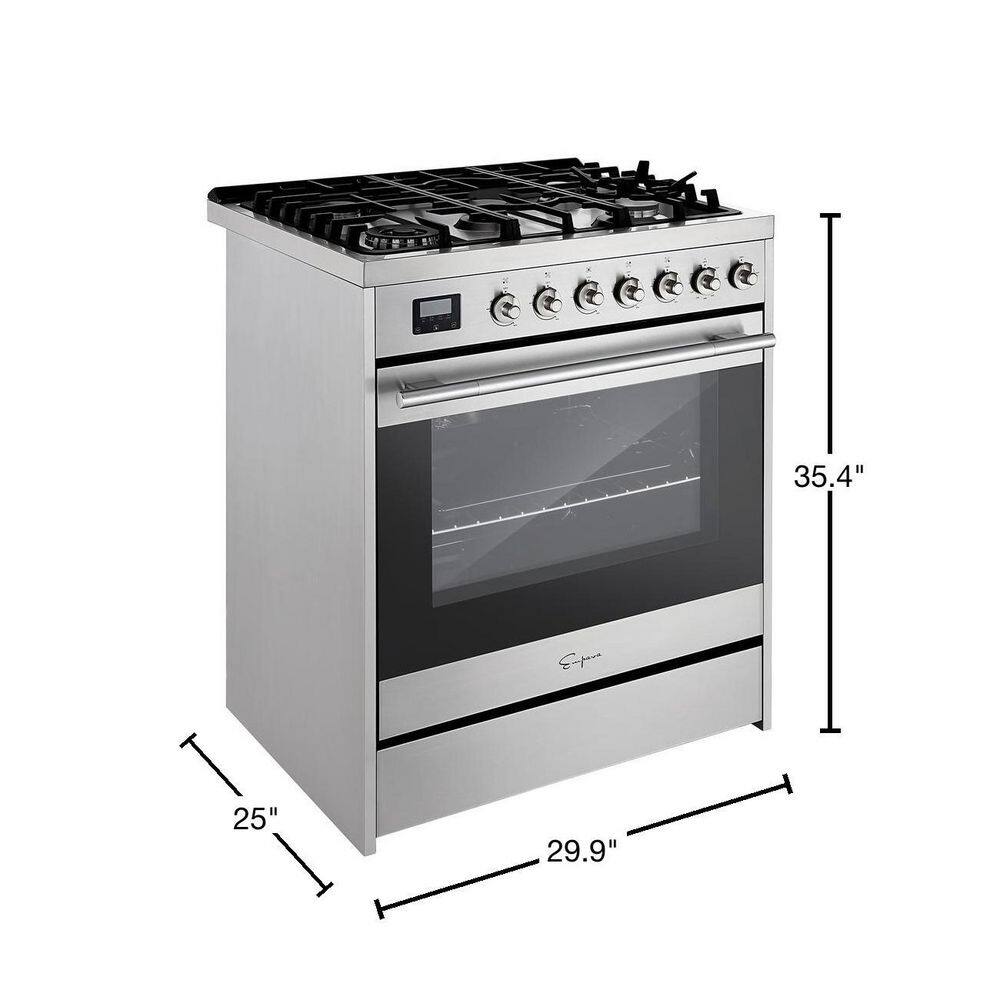 Empava 30 in. 5.0 cu. ft. Slide-In Single Oven Gas Range with 5 Sealed Burner Cooktop and Drawer in Stainless Steel EMPV-30GR06