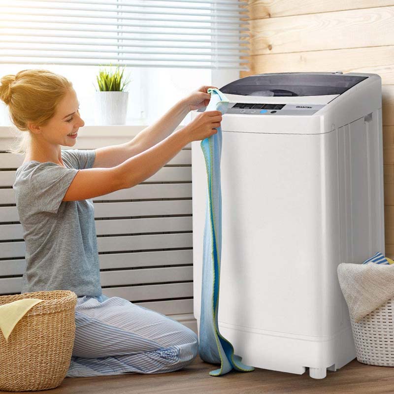 9.92 LBS Portable Washing Machine Built-in Drain Pump, Top Load All In One Washer Dryer Combo for RV Dorm