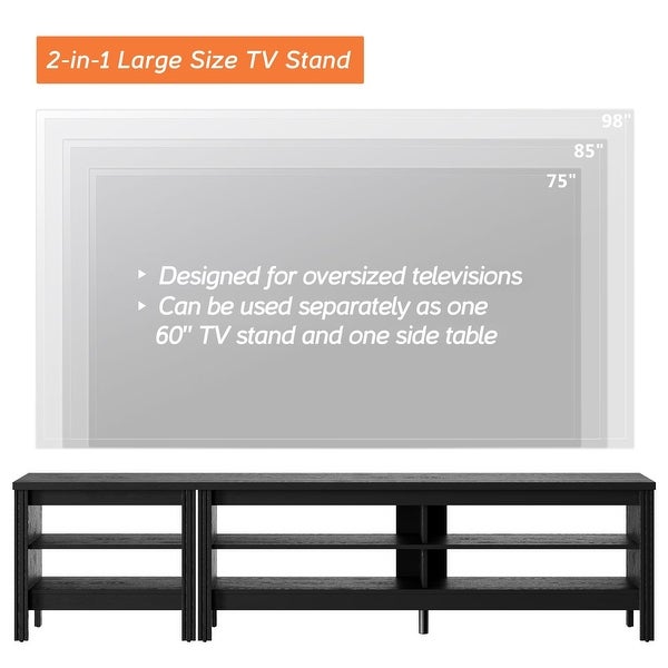 Black TV Stand for 75/85/100 Inch TV， Television Stand and End Table Set