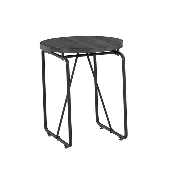 Modern 3 Piece Coffee Table Set with Side Tables， Metal Base， Charcoal