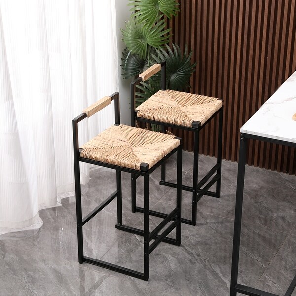 Set of 2 Bar Stools Counter Height Dining Chairs for Kitchen， Home