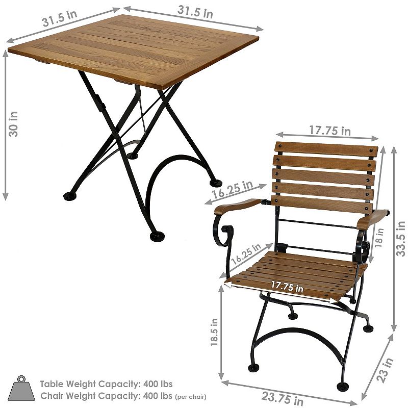 Sunnydaze Deluxe European Chestnut 5-Piece Folding Patio Bistro Dining Set