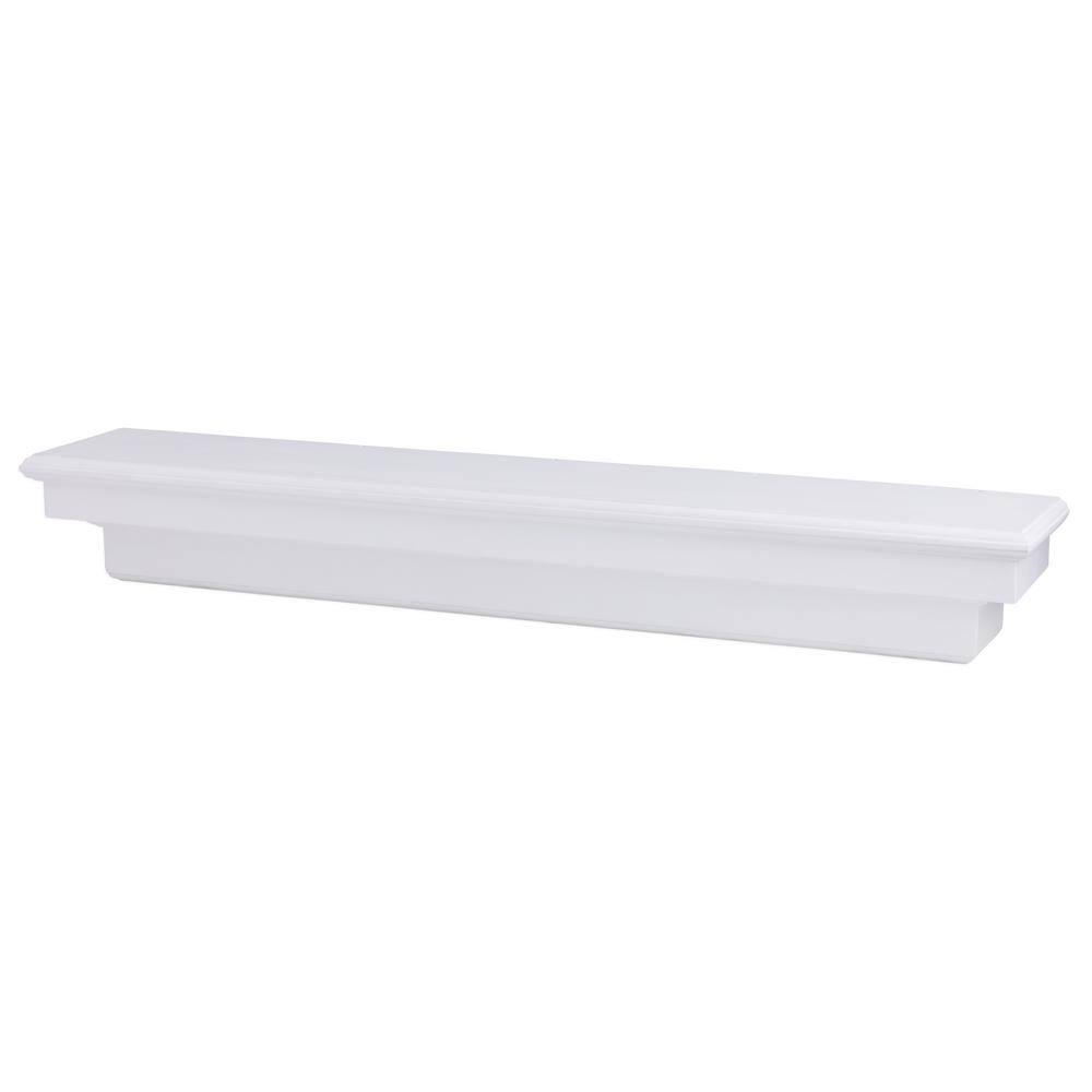 Dogberry Collections 48 in. White French Corbel Mantel Shelf m-fcor-4877-whit-none