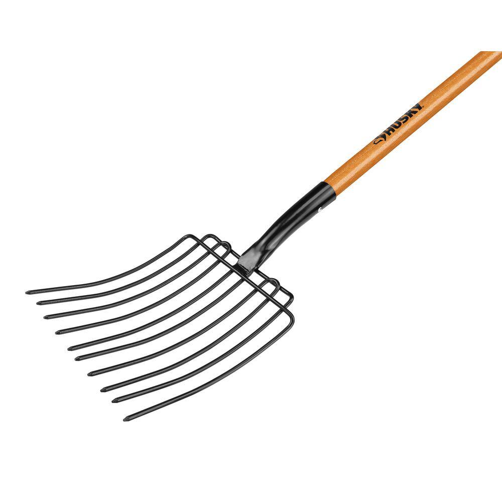 Husky 47 in. Wood Handle 10-Tines Welded Bedding Garden Fork 77144-950