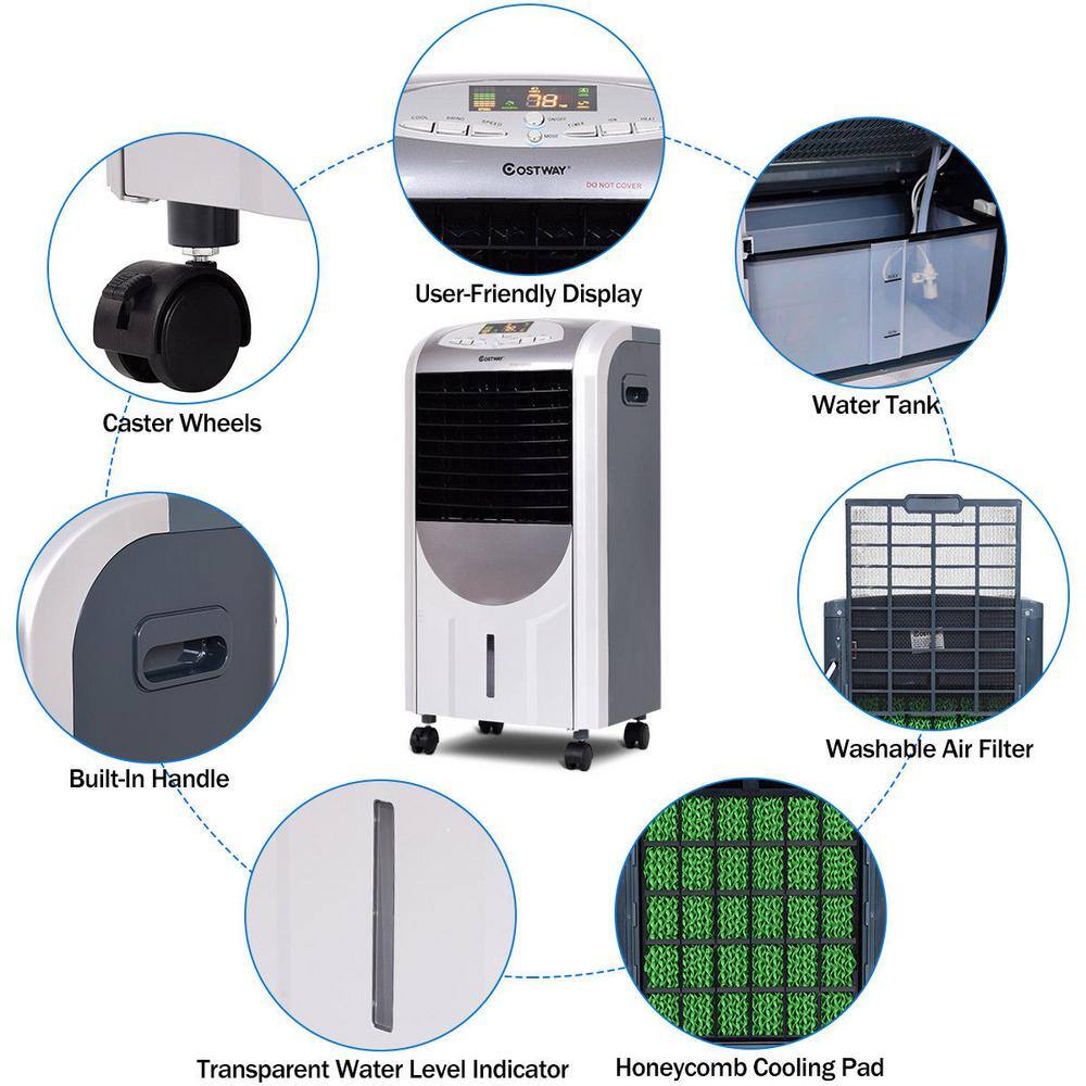 Costway 215 CFM Portable Evaporative Cooler Fan and Heater Humidifier EP23664