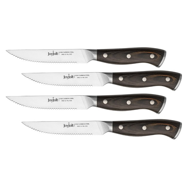 Joyjolt 4pc Steak Knives Set Of 4 High Carbon X50 German Steel Kitchen Knife Set