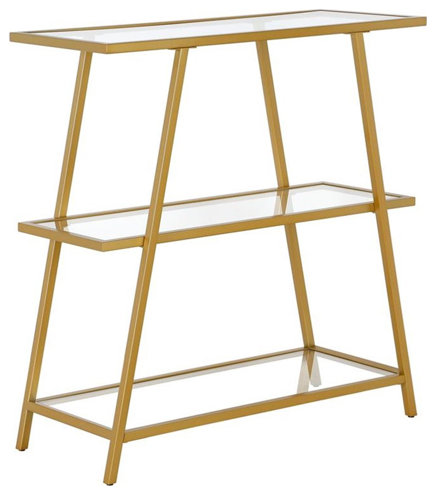 Maklaine Industrial  36  quotMetal Bookcase in Brass   Contemporary   Bookcases   by Homesquare  Houzz