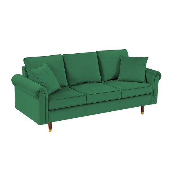 3 Seater Velvet Sofa with 2 Pillows