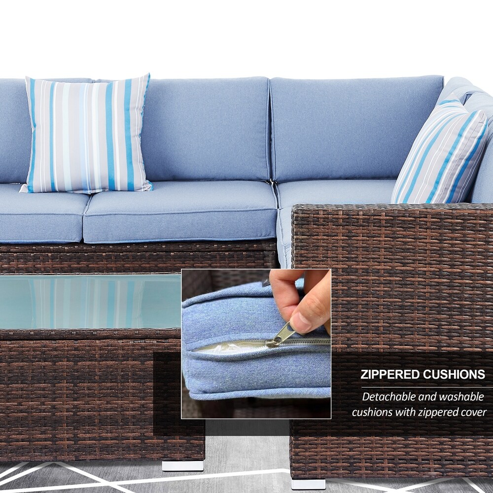 Tappio 4 Piece Outdoor Wicker Sectional Sofa Set with Waterproof Cover