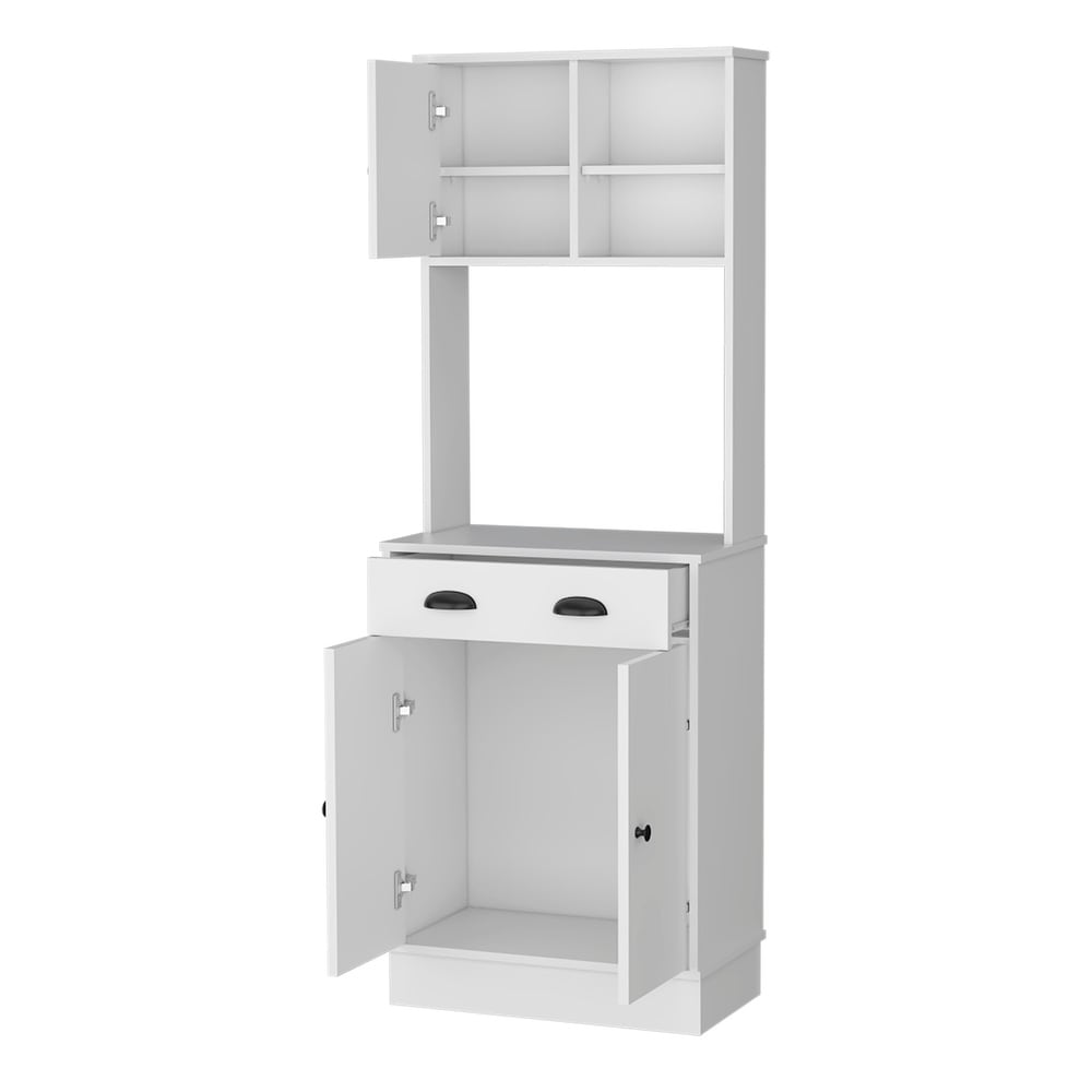 Microwave Storage Stand With 3 Doors And Drawer