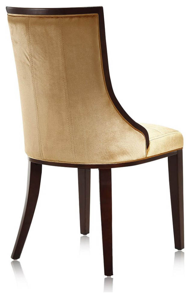 Fifth Avenue Faux Leather Dining Chair  Set of 2  Cream/Walnut   Transitional   Dining Chairs   by Kolibri Decor  Houzz