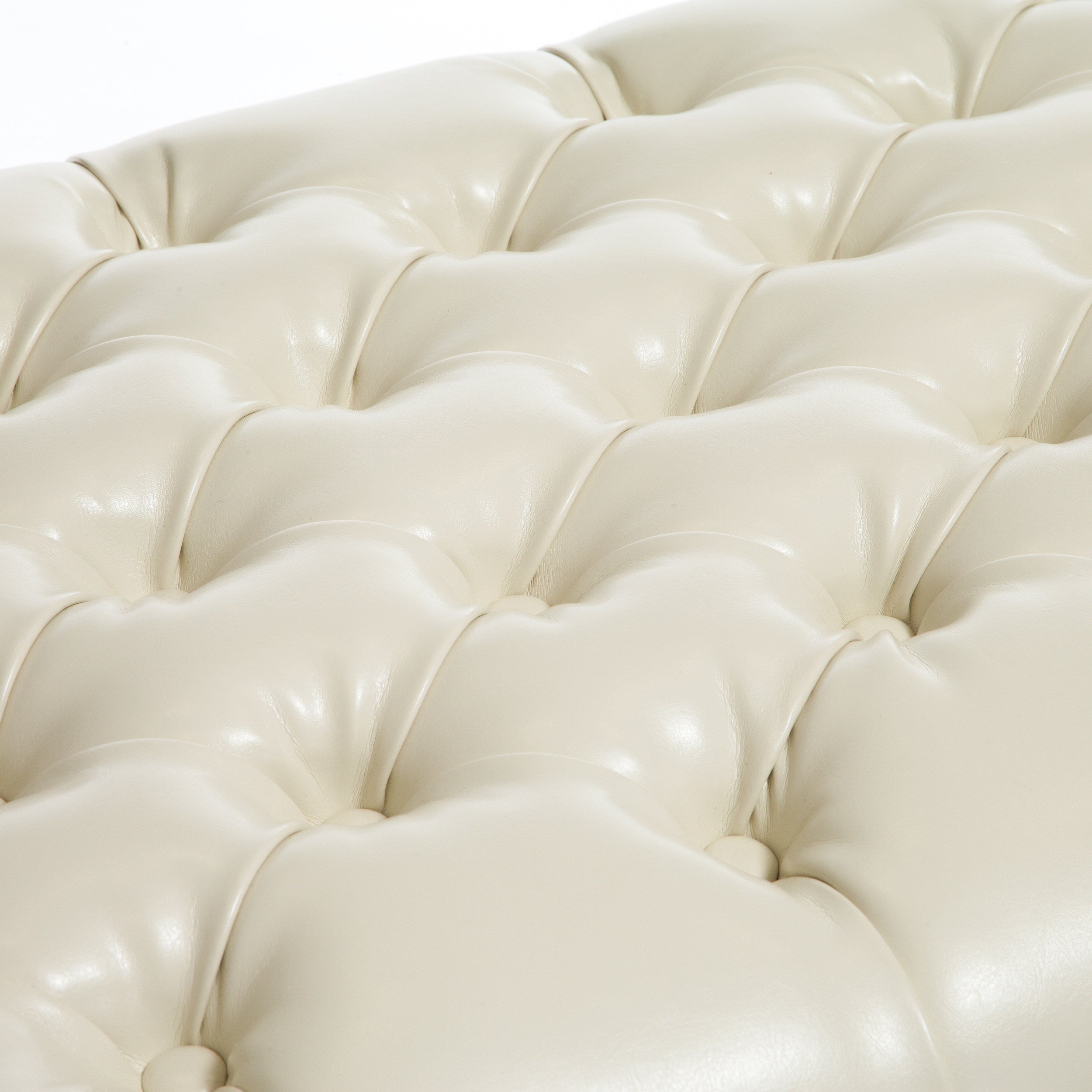 Barton Tufted Ivory Leather Storage Ottoman