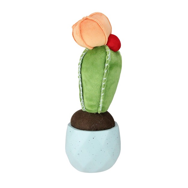 Flowering Cactus Artificial Potted Plant Table Top Decoration Green orange