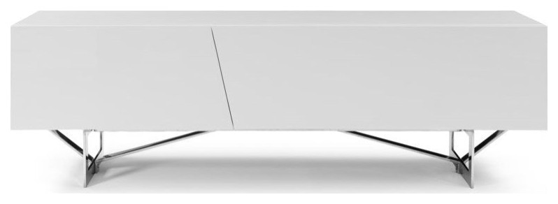 Aimo TV Stand  White High Gloss Lacquer Body and Stainless Steel Legs   Contemporary   Entertainment Centers And Tv Stands   by Rustic Home Furniture Deco  Houzz