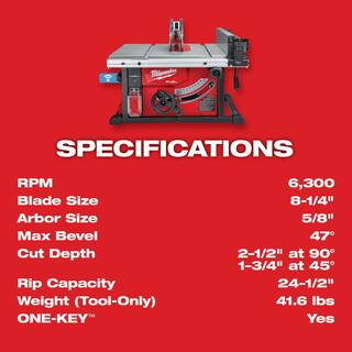 MW M18 FUEL ONE-KEY 18-Volt Lithium-Ion Brushless Cordless 8-14 in. Table Saw (Tool-Only) 2736-20