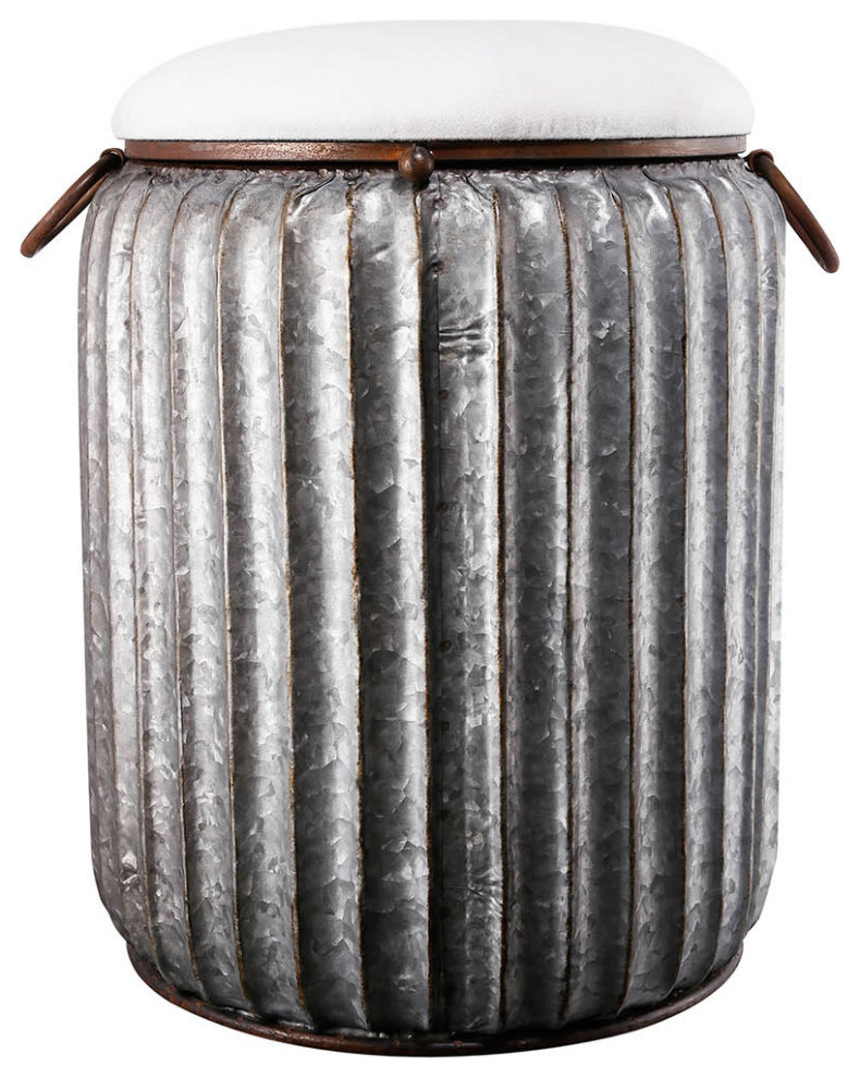 Quinby Ottoman or Stool  Silver   Farmhouse   Footstools And Ottomans   by Lighting New York  Houzz