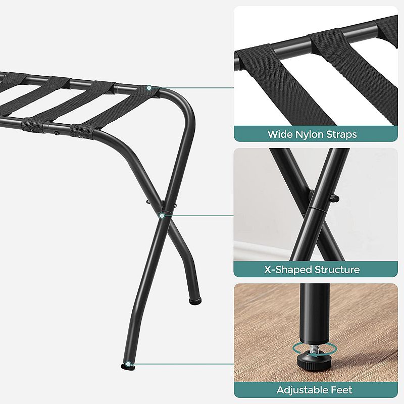 Luggage Rack， Suitcase Stand， Steel Frame， Foldable For Guest Room， Hotel， Bedroom