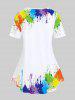 Paint Splatter Palm Printed Tee and Leggings Plus Size Matching Set Outfit