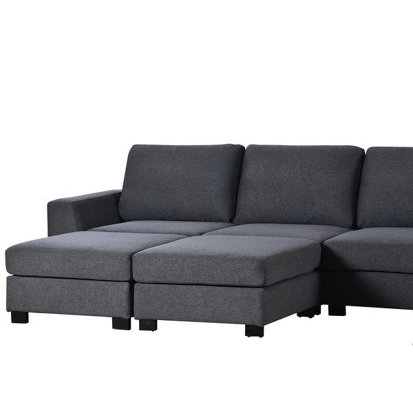 3 Pieces Sets U-shaped Sofa Chaise Sectional Sofa Convertible Modular Sofa Bed