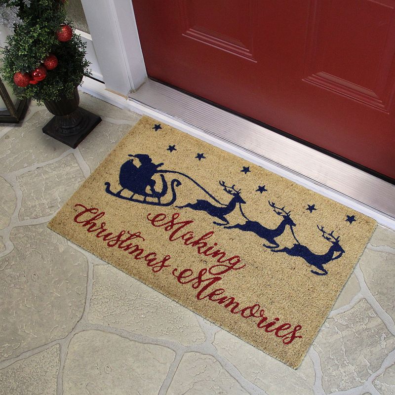 Santa and Reindeer Making Christmas Memories Doormat 18 x 30