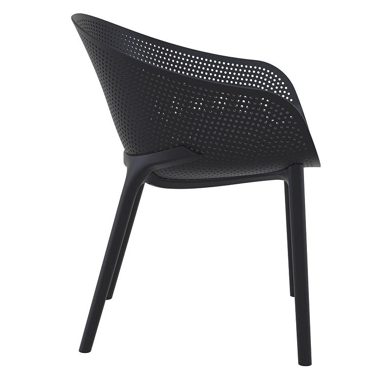 32 Black Solid Outdoor Polypropylene Dining Chair