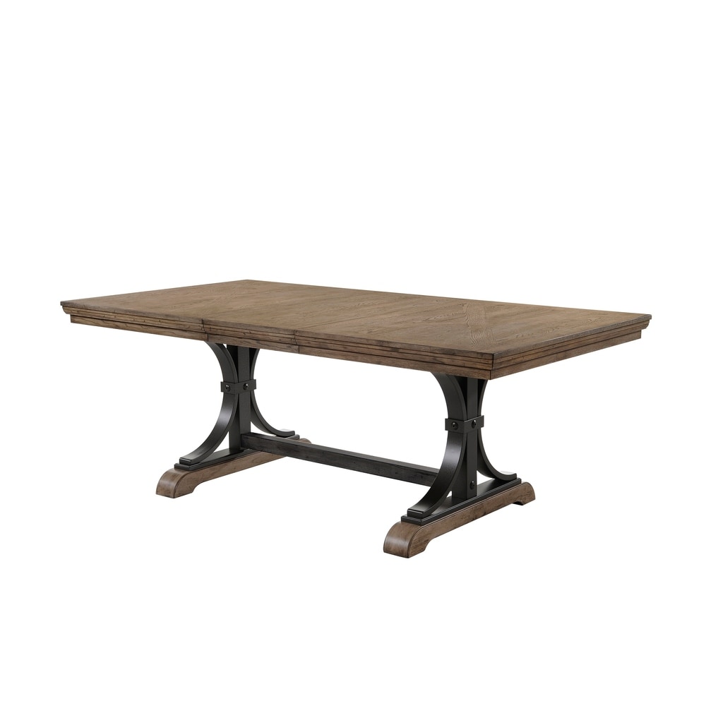 Roundhill Furniture Dasher Driftwood Finish Extendable Table