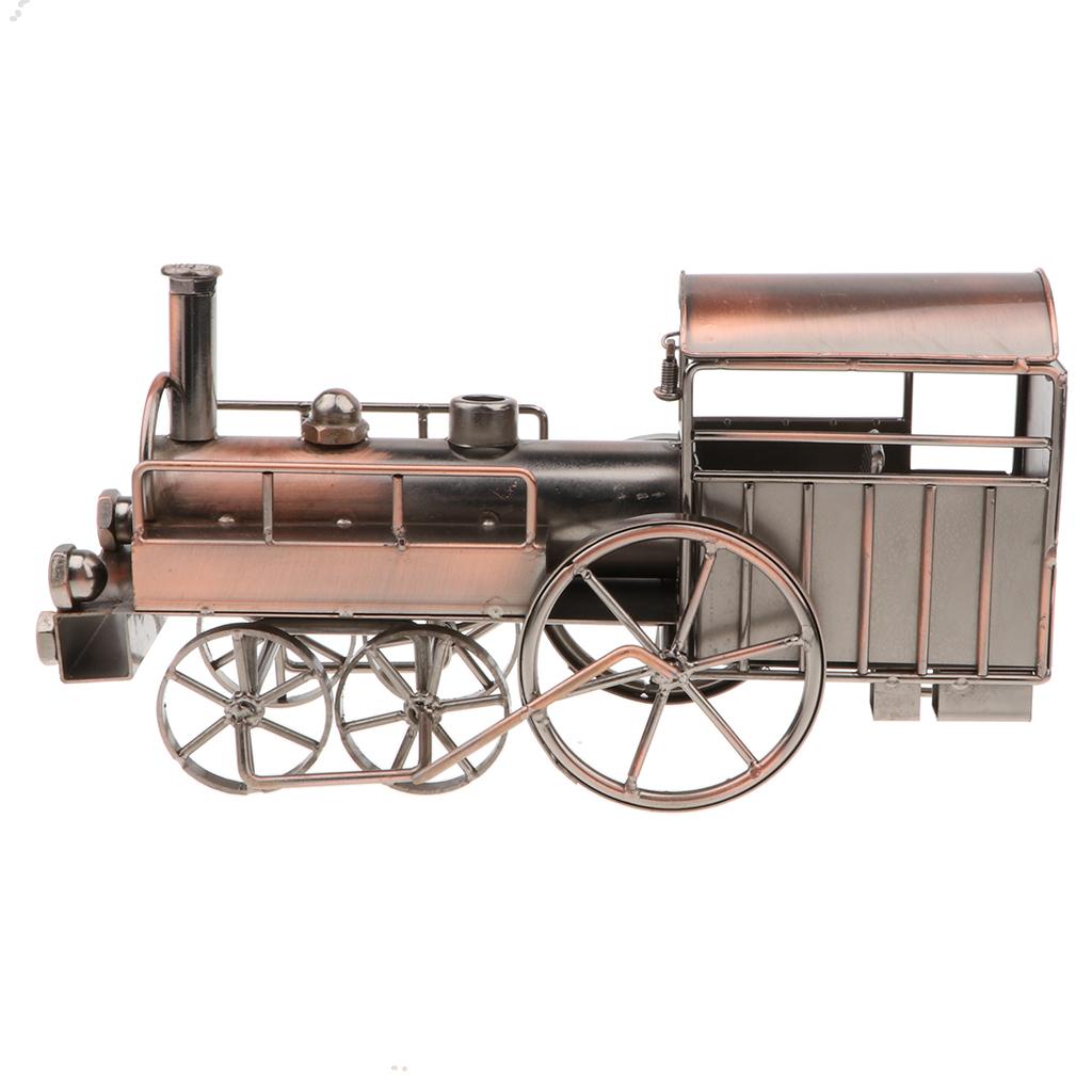 Old Style Locomotive Train Model Metalwork Office Decoration Ornaments Handcrafted Collectible Vehicle Toys