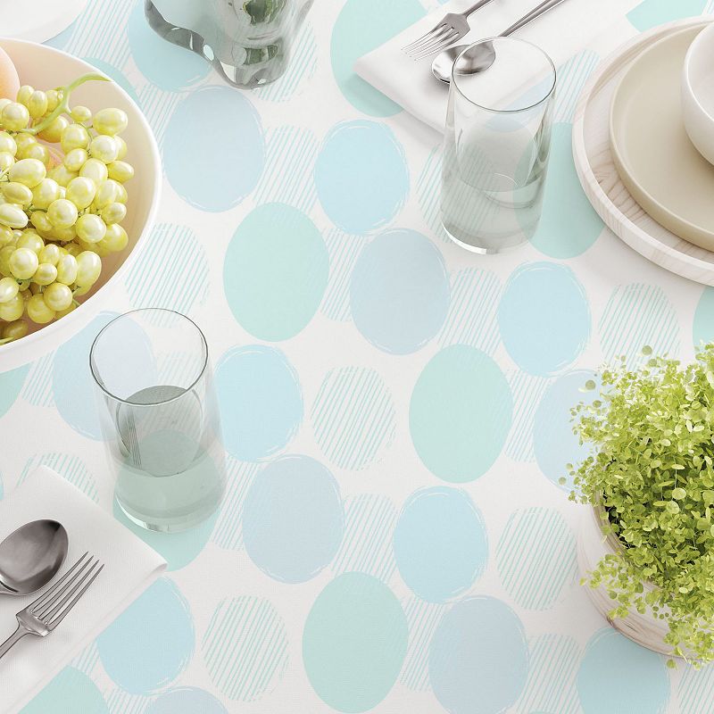 Square Tablecloth， 100% Polyester， 70x70， Blue Polka Dot Scribble