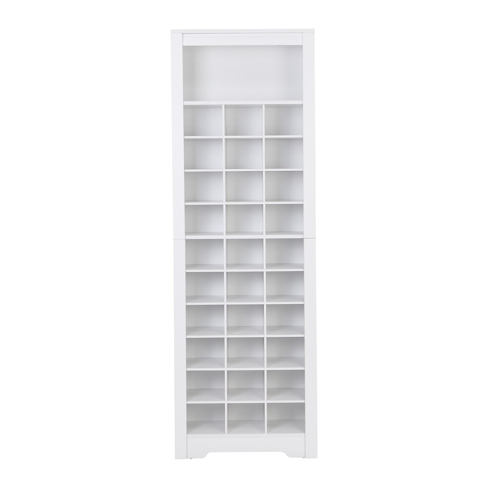 Modern Free Standing 30 Shoe Cubby Tall Cabinet