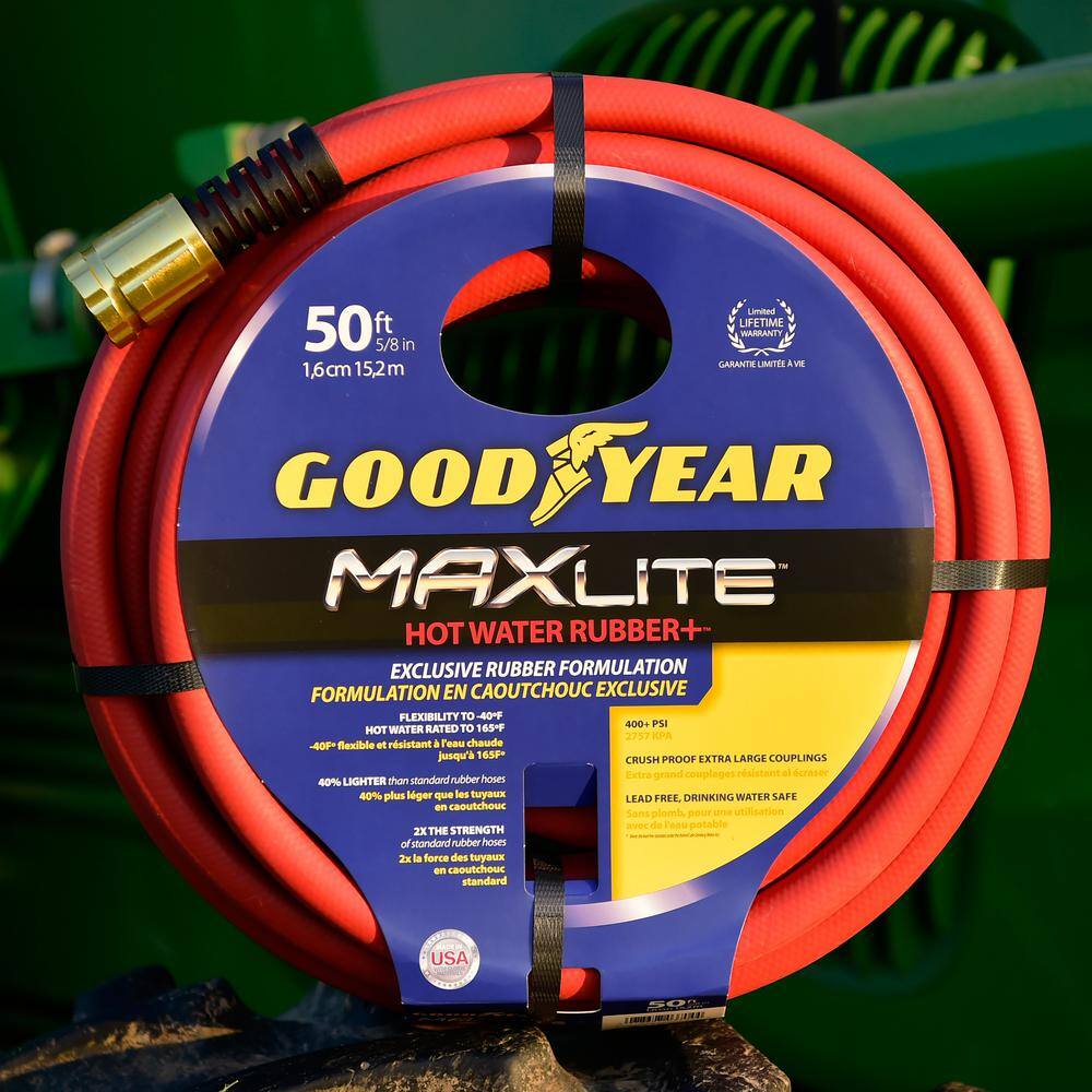 Goodyear MAXLite 58 in. x 50 ft. Premium Duty Rubber+ Hot Water Hose CGYSGHW58050