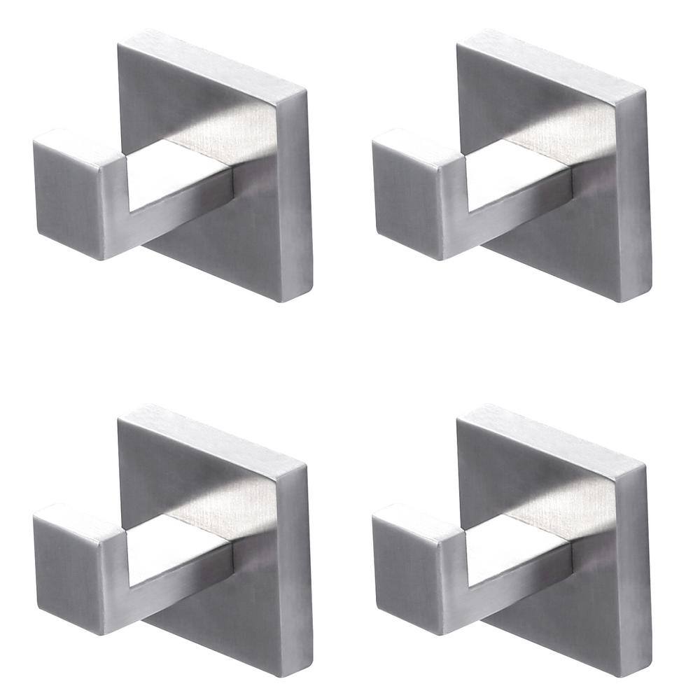 IVIGA Square Wall Mounted Knob Robe Hook and Towel Hook Stainless Steel in Brushed Nickel (4-Pack) VAC30101X4